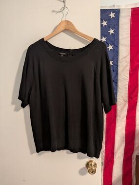 Talbots Black Short-Sleeve Knit Top